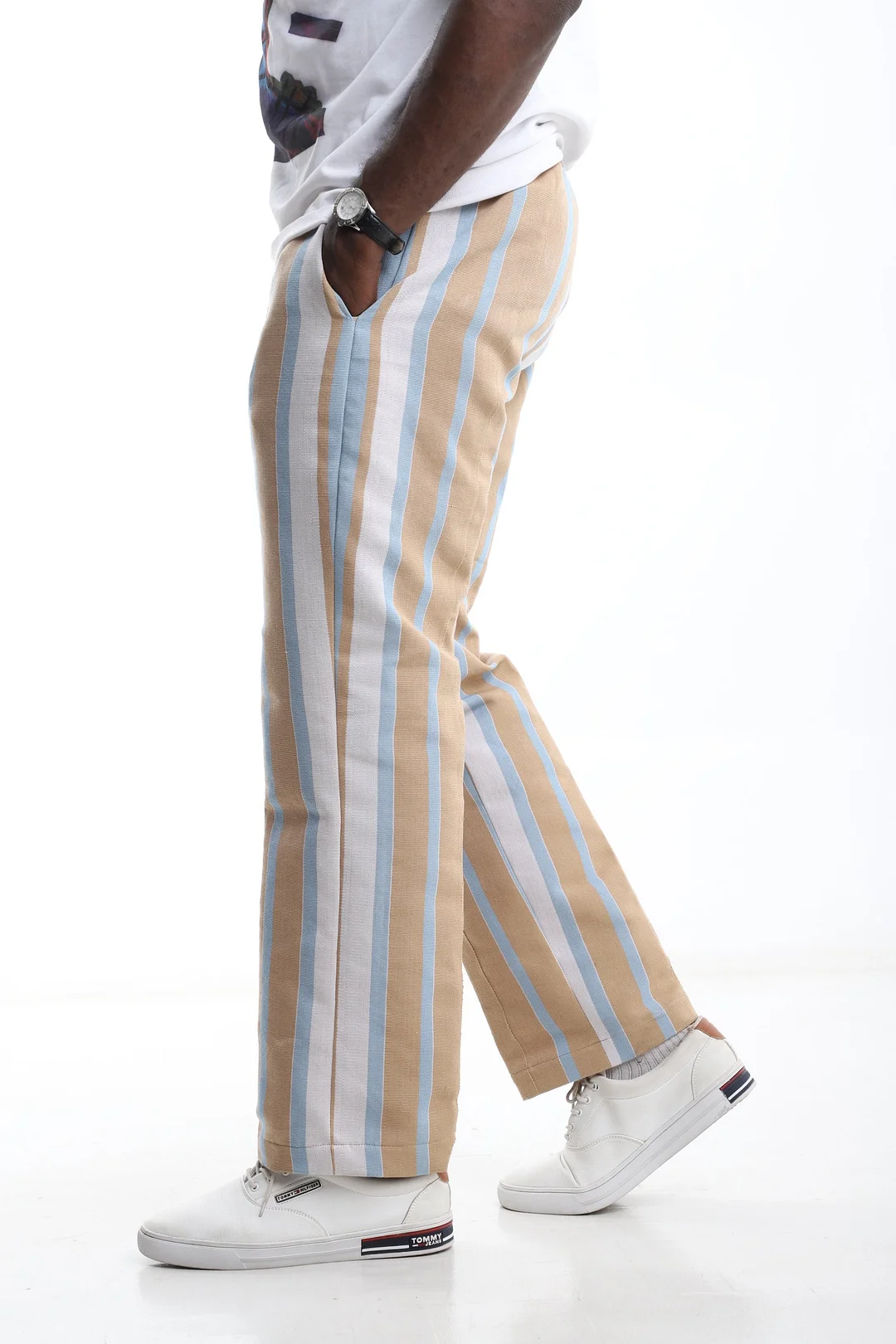 The Desert Sky Aso-Oke Striped Trousers-inspireuse
