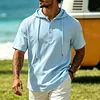Men's Casual Vacation Linen Hooded Polo Shirt by Inlyline