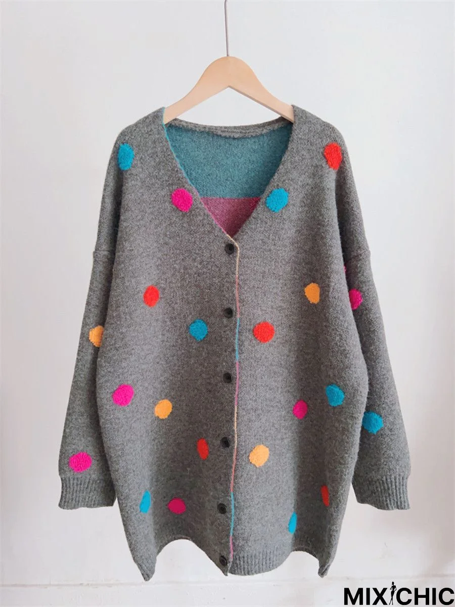 Acrylic Casual Polka Dots Sweater