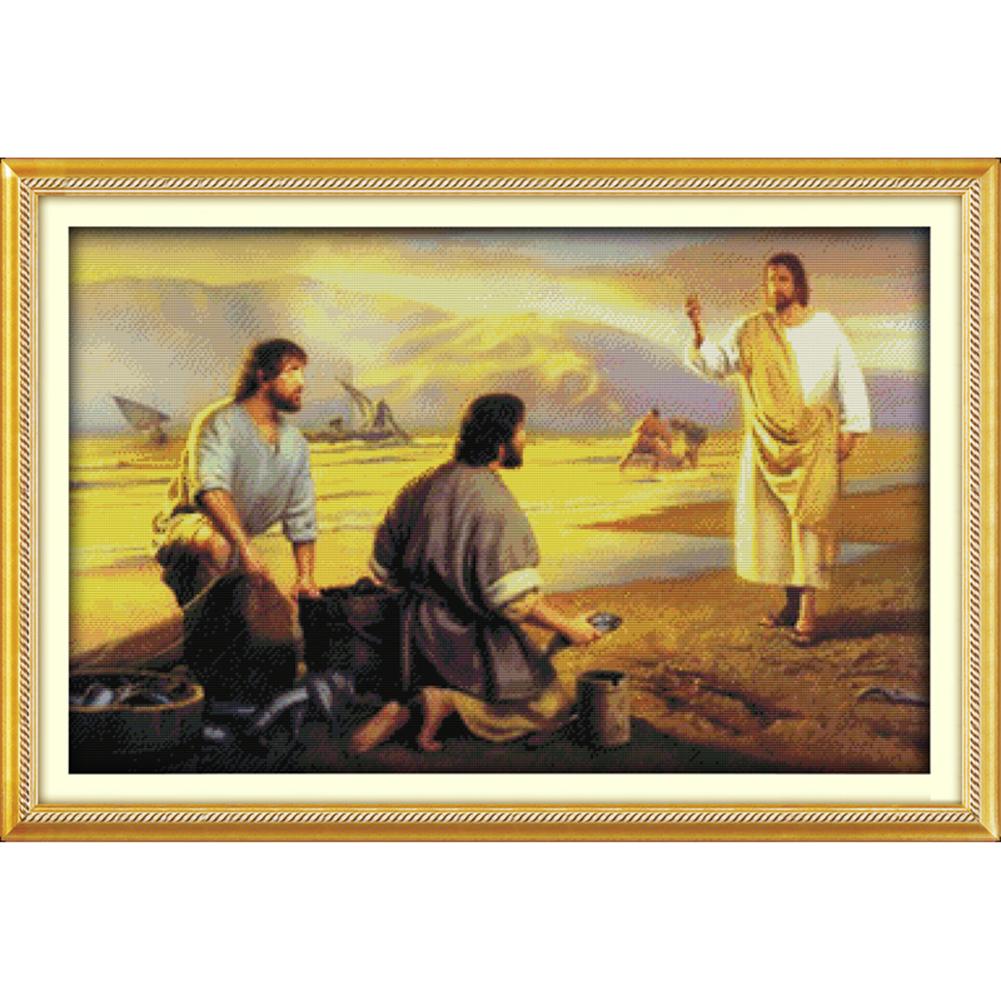 

Jesus chanting - 14CT Stamped Cross Stitch - 68*46cm, 501 Original