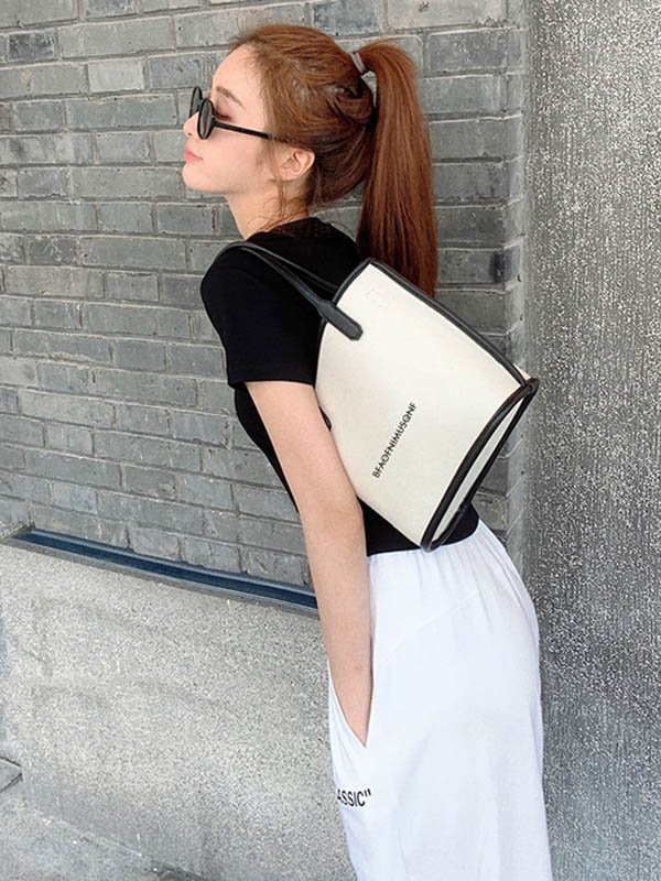 Urban Solid Color Canvas Handbag