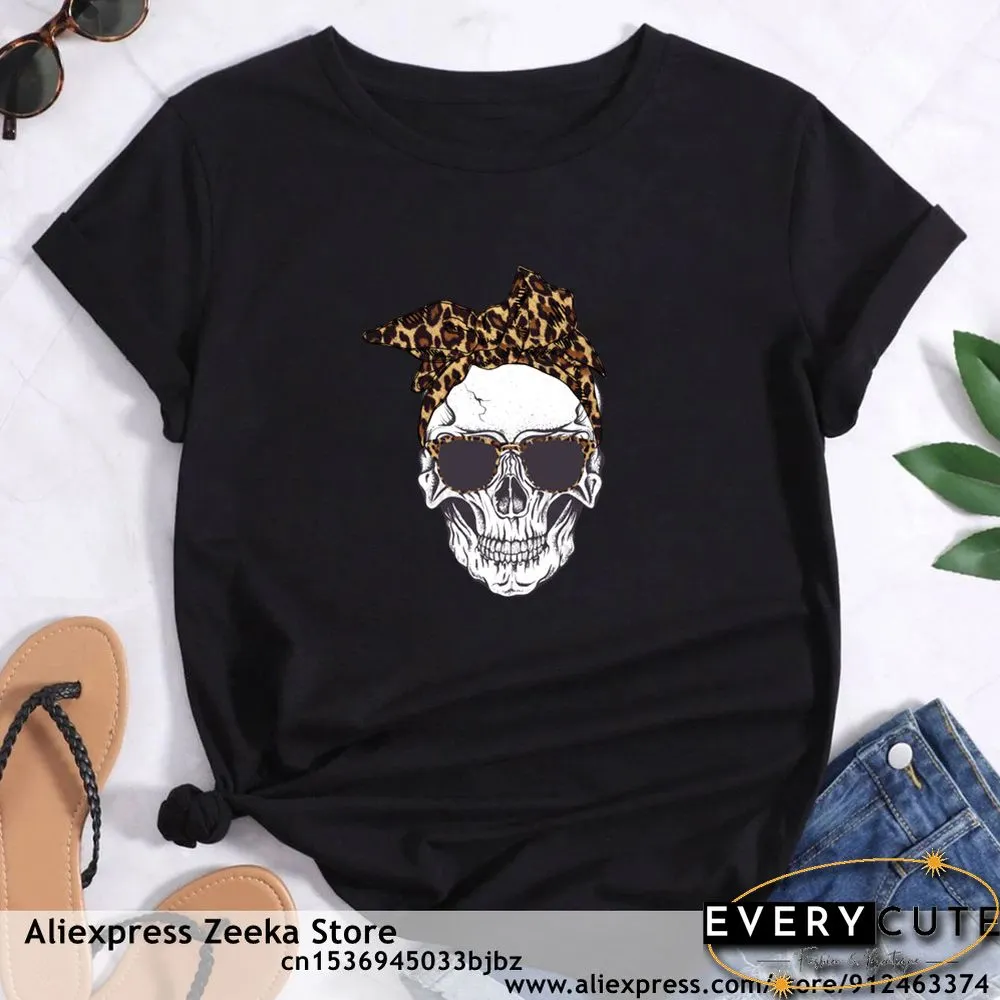 Womens Traveling Fun Print Tee-Shirt for Girls Y2K Harajuku Basics Collar White Shirt