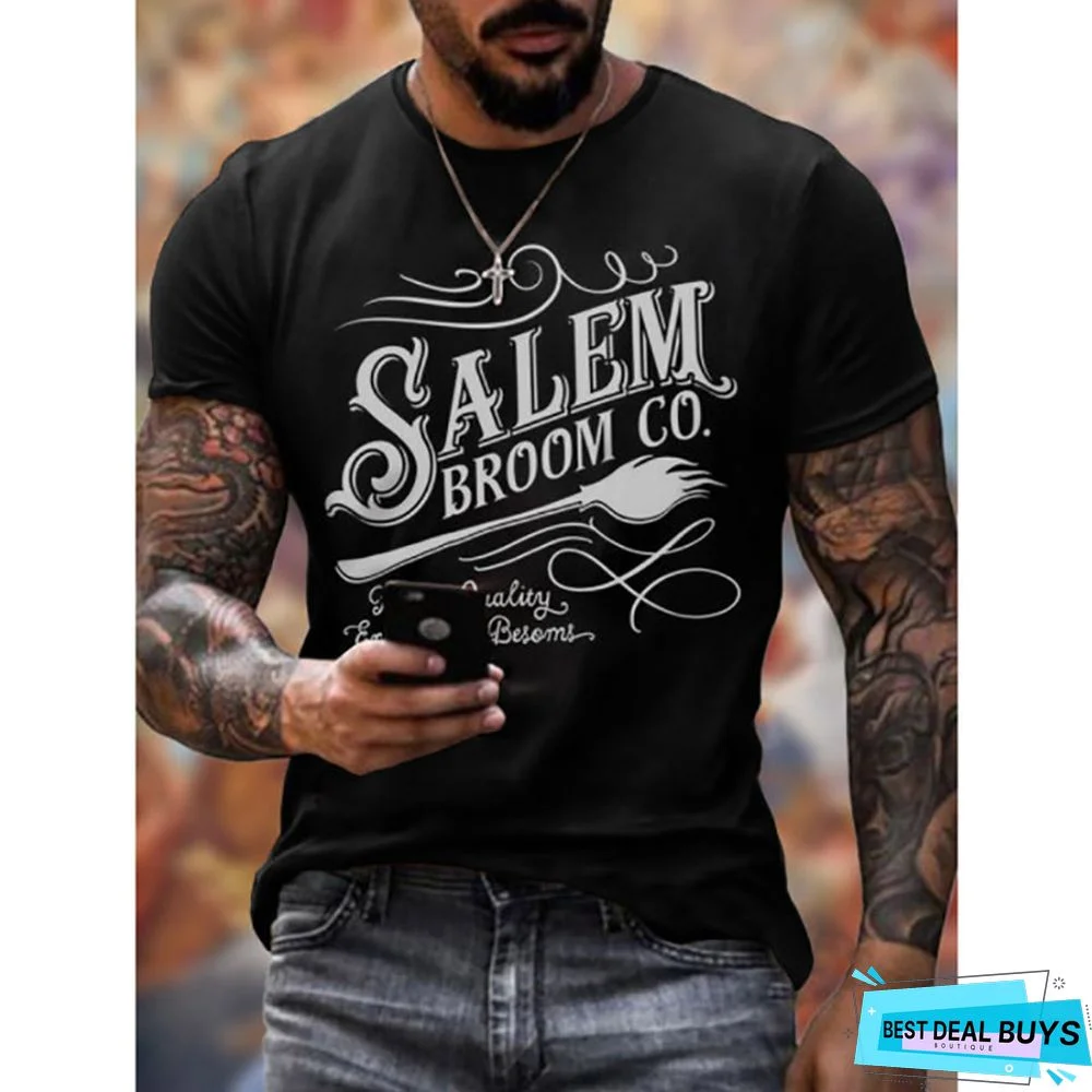 Men's Trim Lettered Men's Fashion Printed T-Shirt