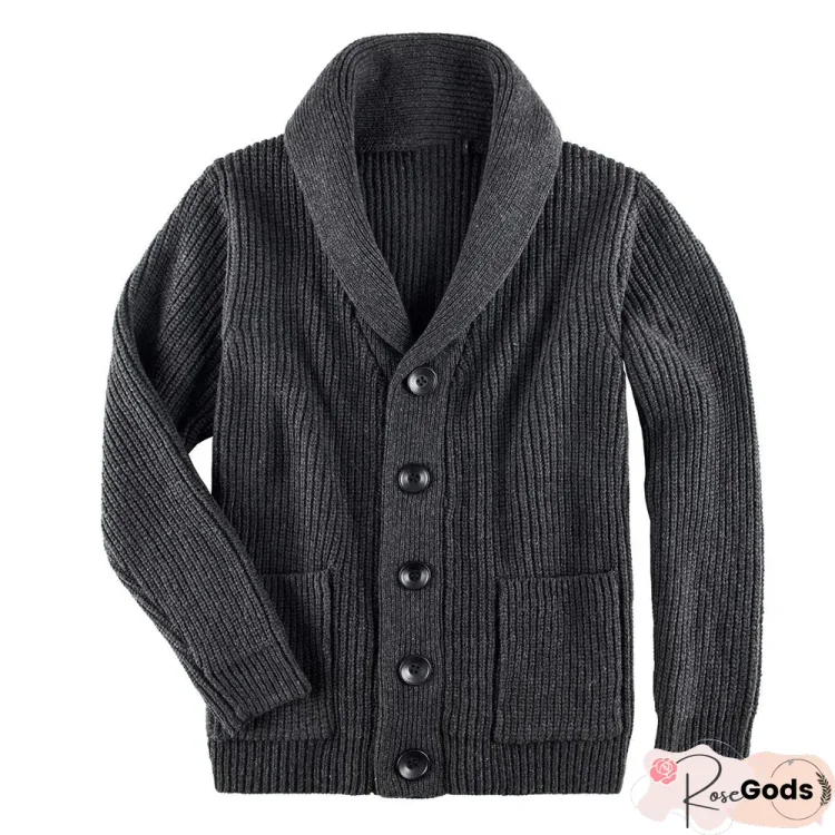 Men's Sweater Turtleneck Single Breasted Pocket Jacket Sweater Cardigan