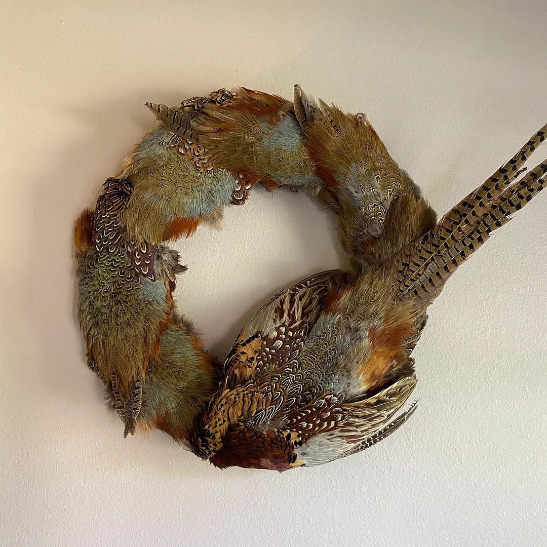 Round Pheasant Pelt full body feather Wreath