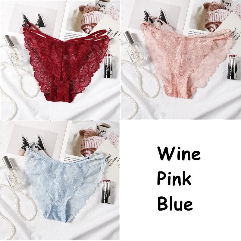 3PCS Hot Lace Transparent Panties New Sexy Women Underwear Lingerie Briefs High Quality Low Waist Women's Underpantes Intimates