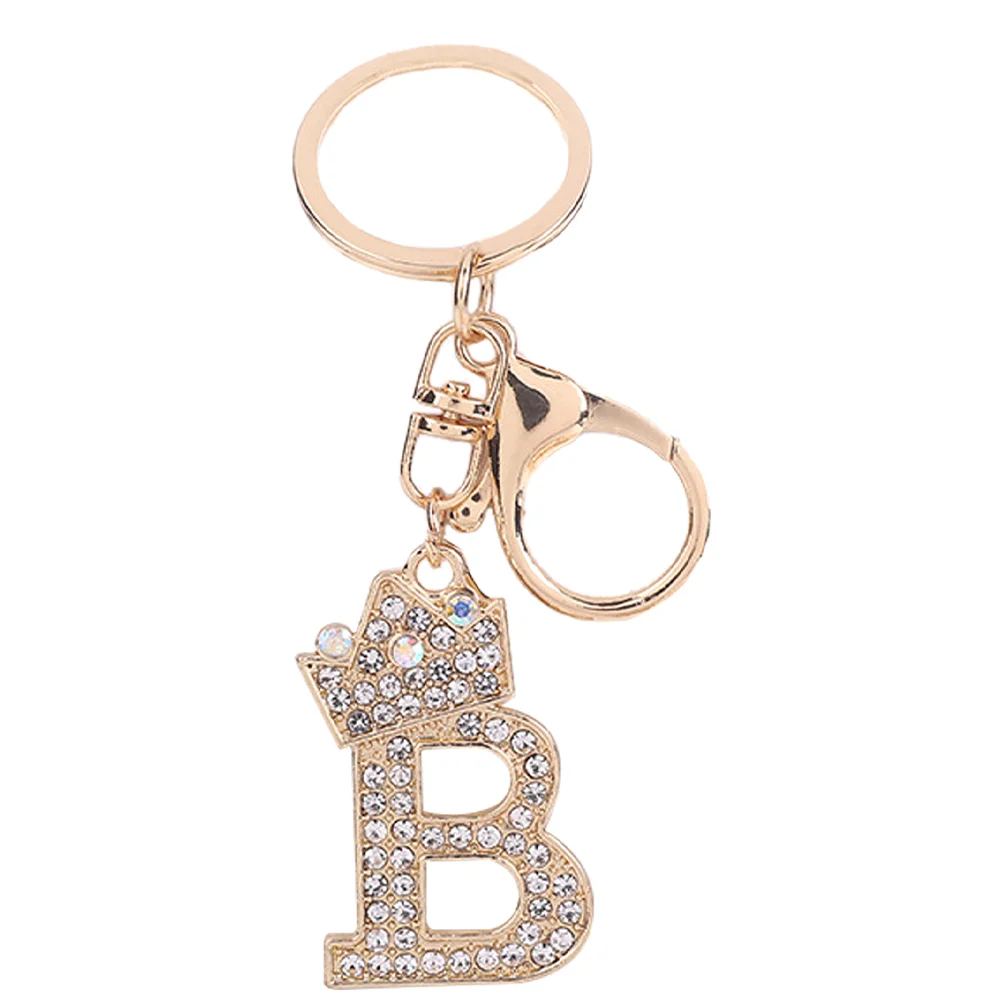A-Z Alphabet Keyrings with Crown Metal Letter Keychain for Gifts Purse Handbags