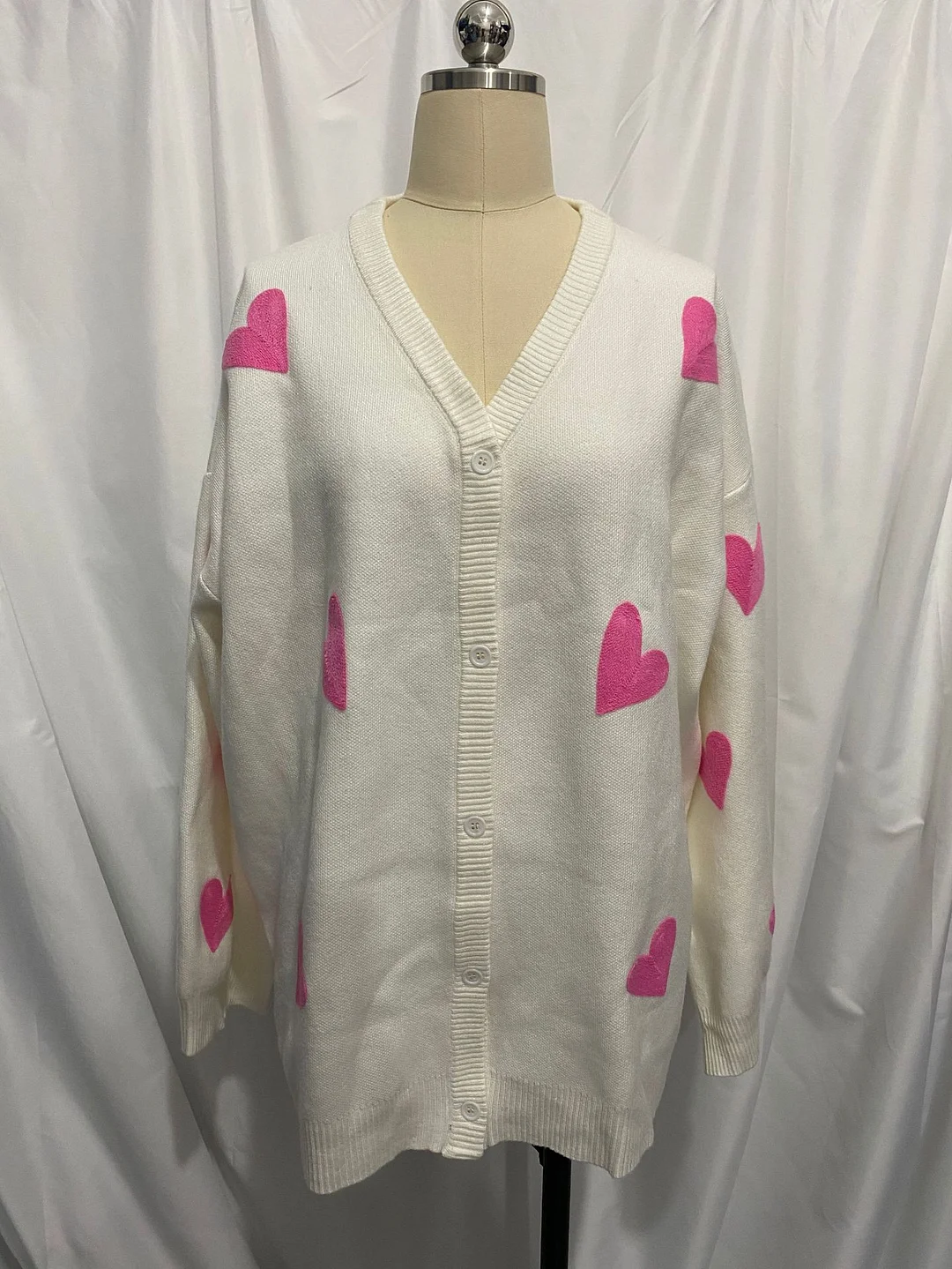 Uveng Uveng Love Thick Autumn And Winter Cardigan Women's Long-Sleeved Wool Coat 2023 New Loose Knitted Sweater