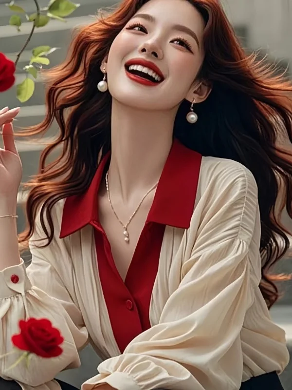 Athvotar Athvotar French Chiffon Shirts Spring 2025 New Chic Long Sleeve Clip Shirts