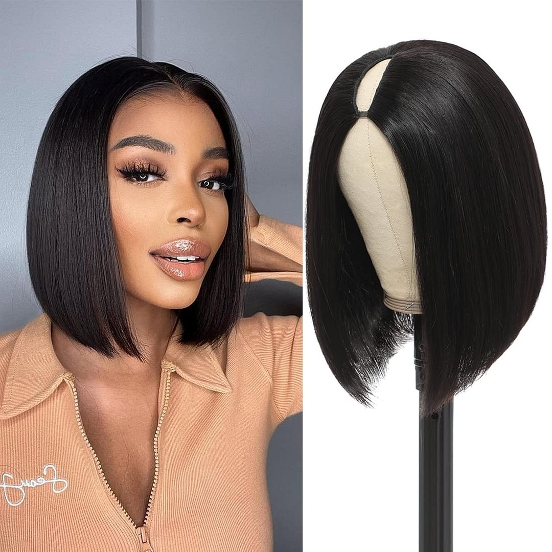Natural Straight Bob Wigs Glueless Black Short Hair US Mall Lifes