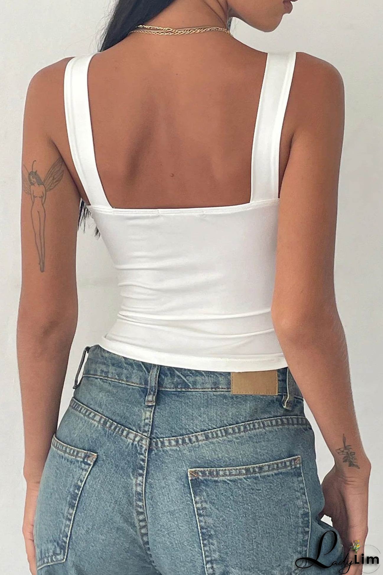 Square Neck Tie-up Ruched Vest