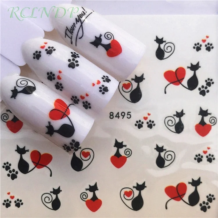 Nail sticker art decoration slider Cat Fox Owl dog adhesive Water Transfer decals manicure lacquer accessoires polish foil