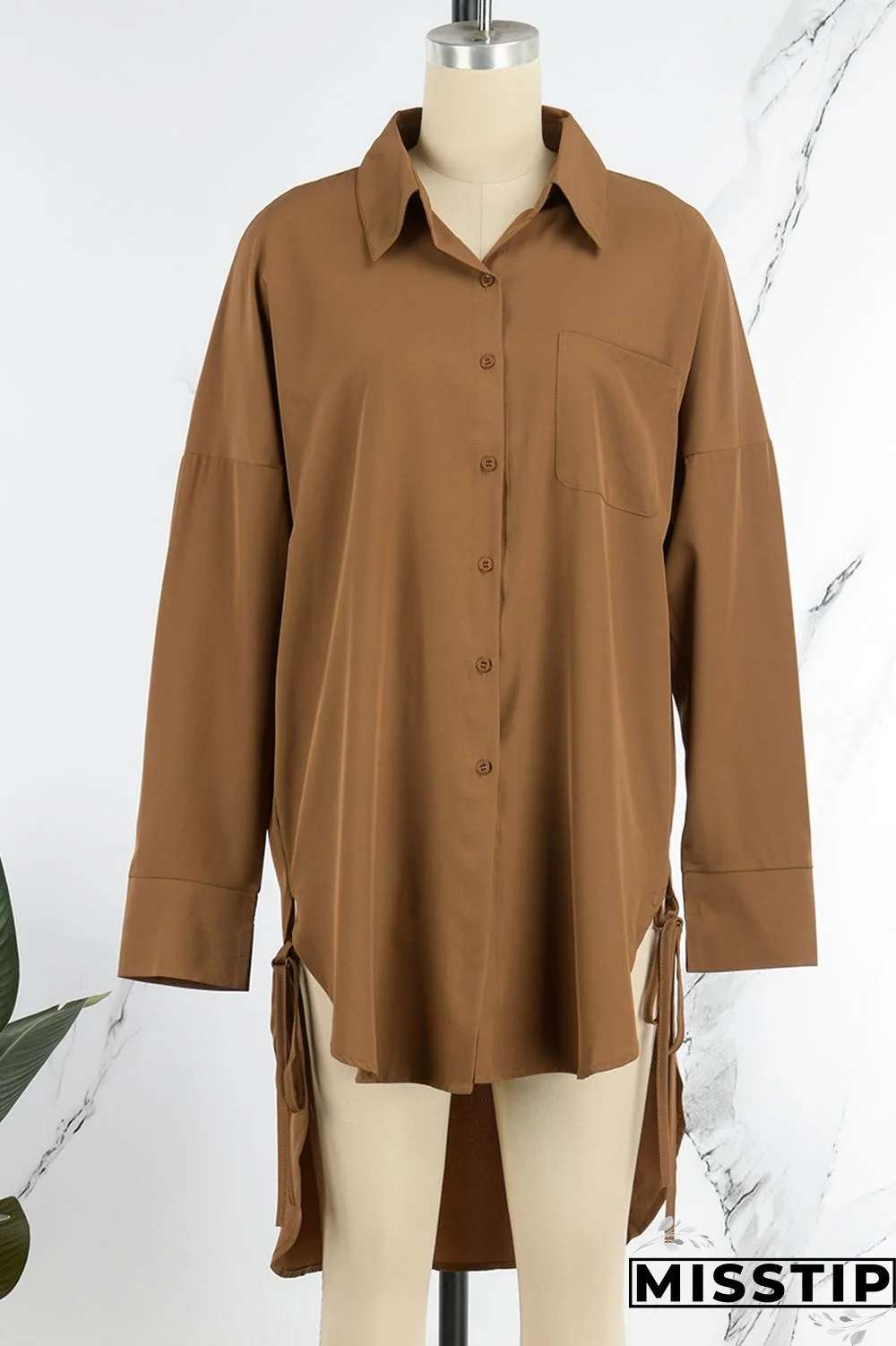 Pink Casual Solid Patchwork Shirt Collar Tops