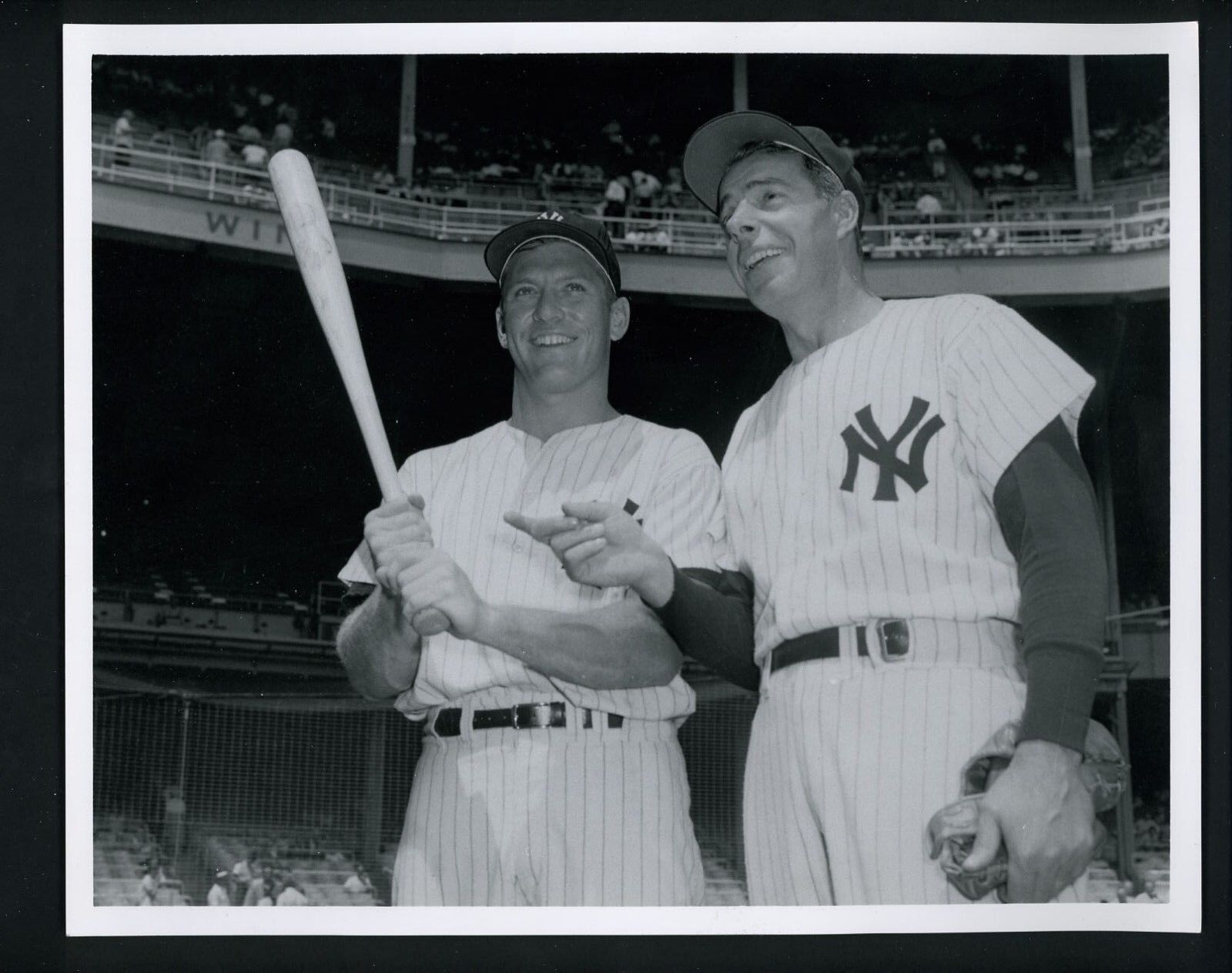 Joe DiMaggio & Mickey Mantle Press Wire Photo Poster painting Donald Wingfield The Sporting News