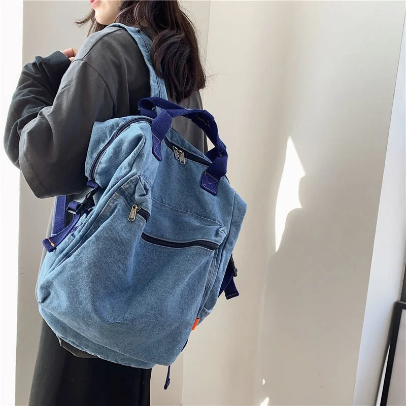 Women Denim Travel Backpack Female Schoolbag School Bags For Teenage Girls Mochilas Feminina Bookbag Bag Pack Sac A Dos Bagpack