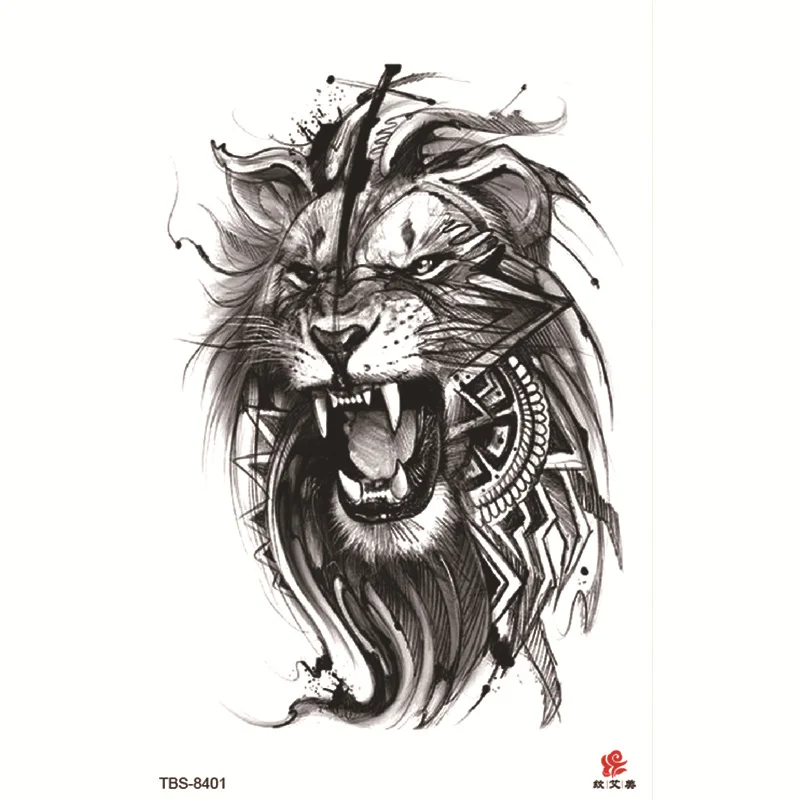 Sdrawing Temporary Tattoo Sticker Forest Lion Tiger Flash Tattoos Women Skeleton Skull Bodi Art Arm Fake Tatoo Men Body Woman