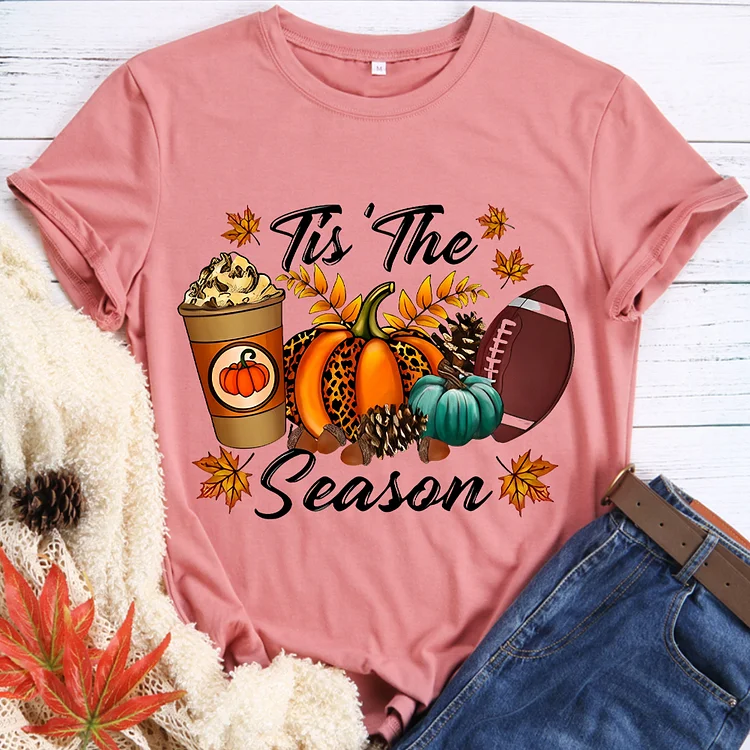 Hello Fall Tis The Season Round Neck T-shirt