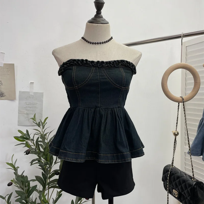 Churchf Real Shooting Hottie Wearing Brated Cowboy Waist Wood Ear Slim Skirt Swamped Waist Thin Top 2386