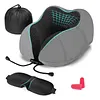 HOMIEE memory pillow neck pillow U-shaped pillow color box set gray (eye mask, storage bag, earplugs) (Light Grey)