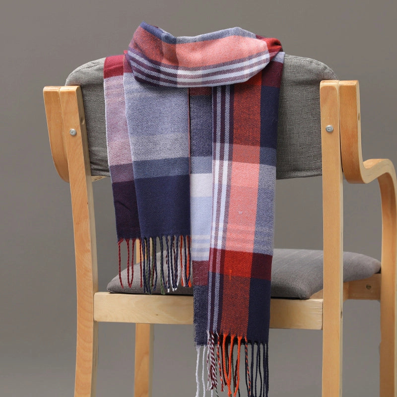British Plaid Tassel Couple Parent-child Men’s Scarf Autumn And Winter Cashmere Plaid Scarf