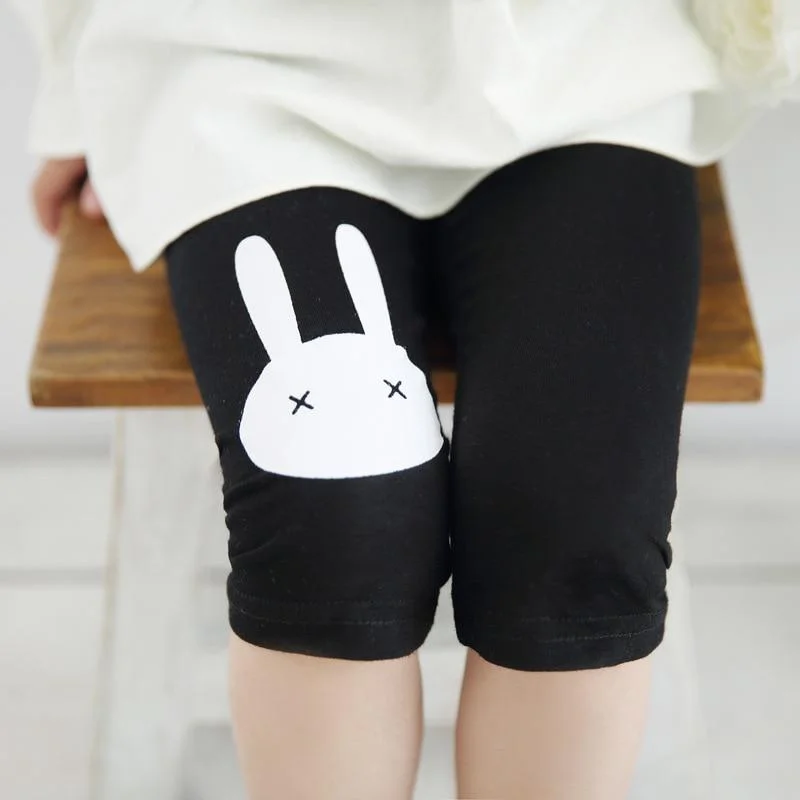 Girls Summer Leggings Rabbit Kids Knee Length Pants Leggins Trouser Elastic Cotton Candy Color Children Capris Girl Skinny Pants