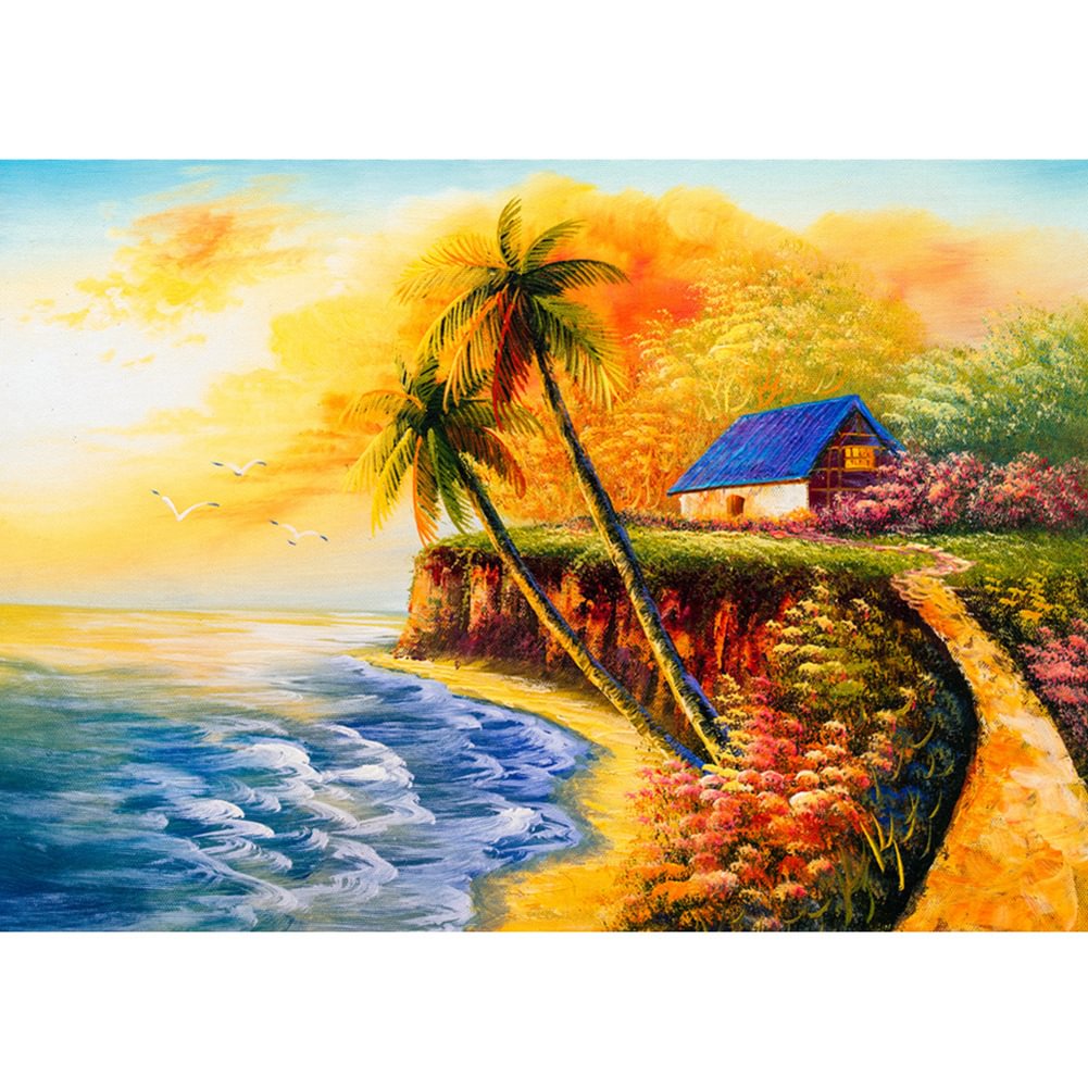 Diamond Painting - Full Round - Sea and Hut(40*30cm)
