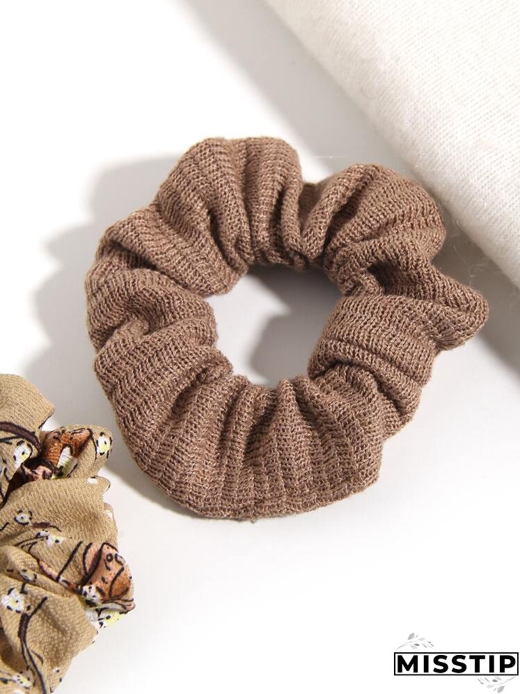2pcs Flower Print Scrunchie