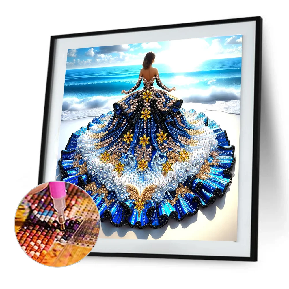 Diamond Painting - Partial Special Shaped Drill - Gorgeous Skirt Girl(Canvas|30*30cm)