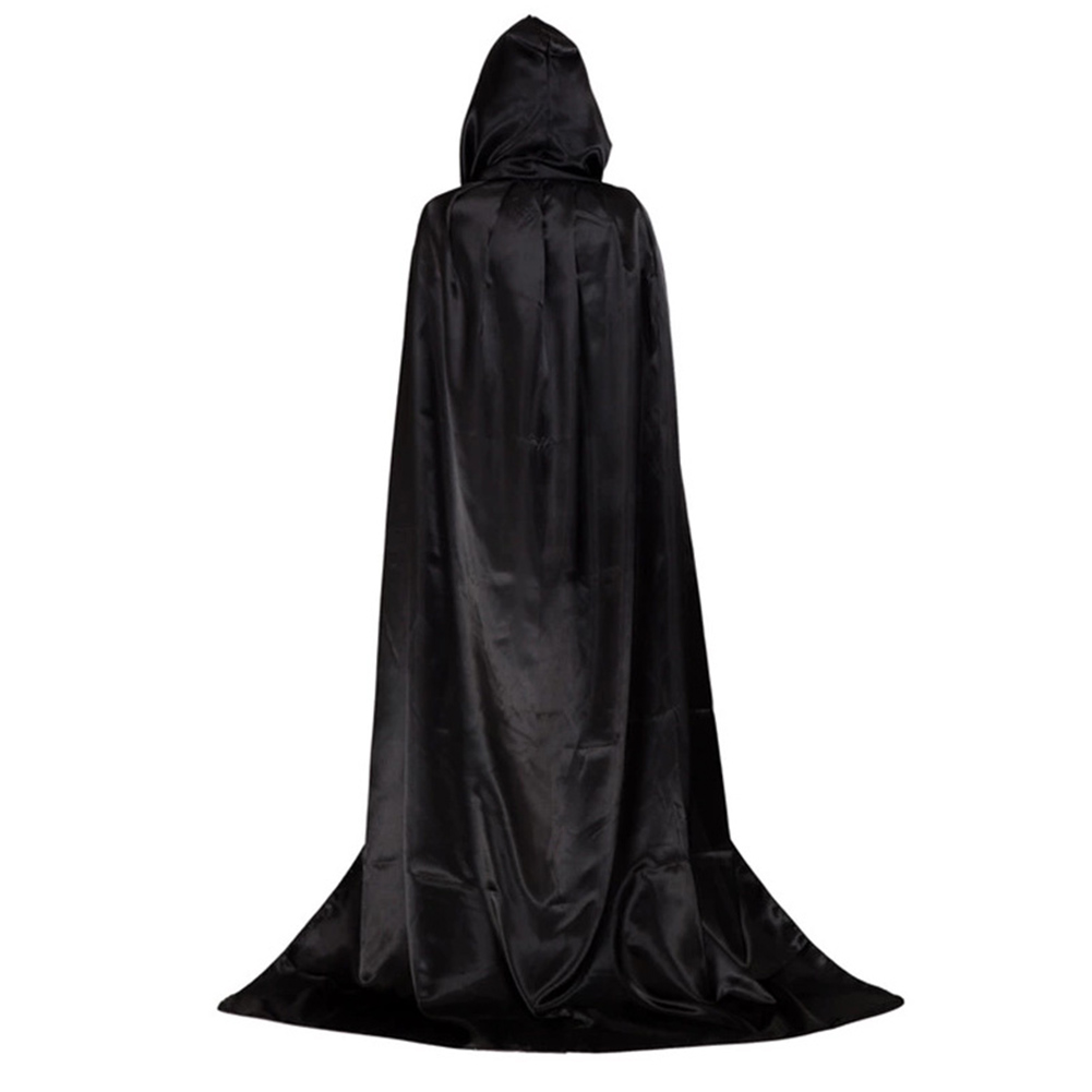 Halloween Cape Cosplay Costume Hooded Cloak Vampires Witches Robe Black (L)