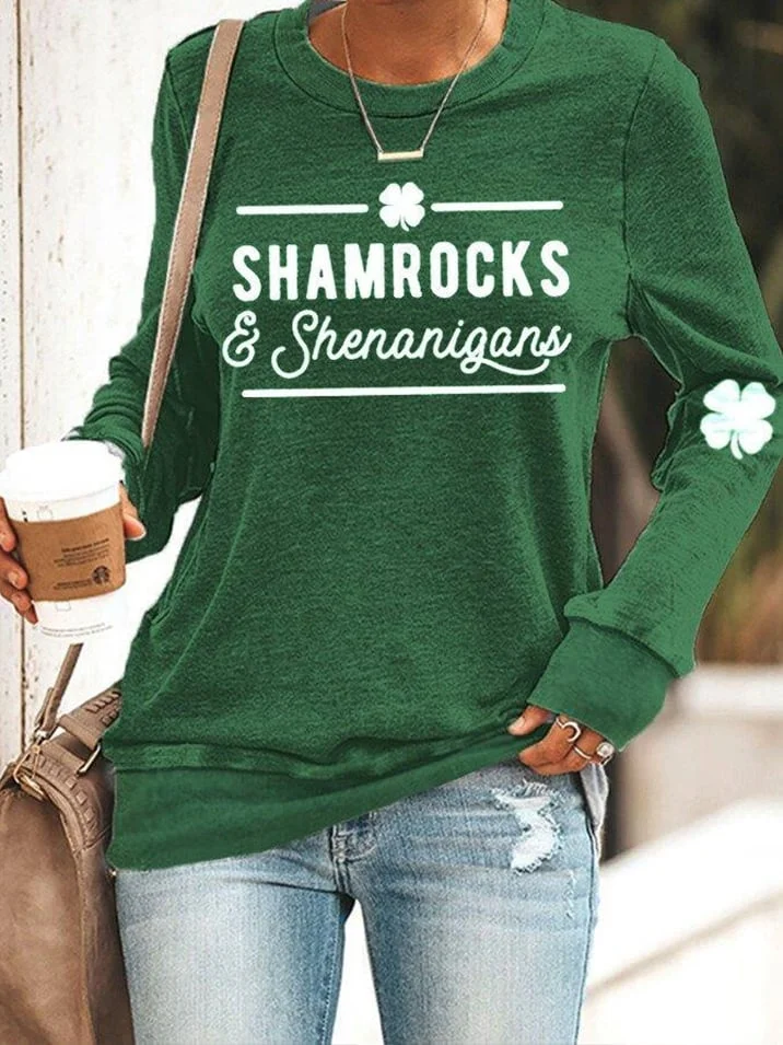 Women's St. Patrick's Day Lucky Clover Print Sweater socialshop