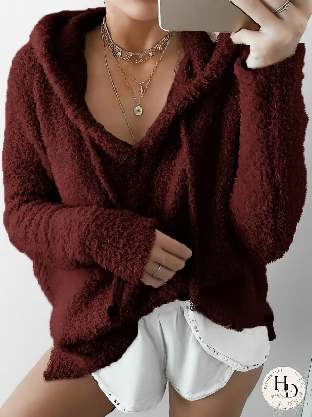 Trendy Fluffy Hooded Top