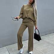 Ballifyex Fall Clothing Basics Sweatshirts Outwears Autumn Clothes Women Pullovers Ladies Outfit Long Sleeve Top Casual Pants 2 Pieces Set