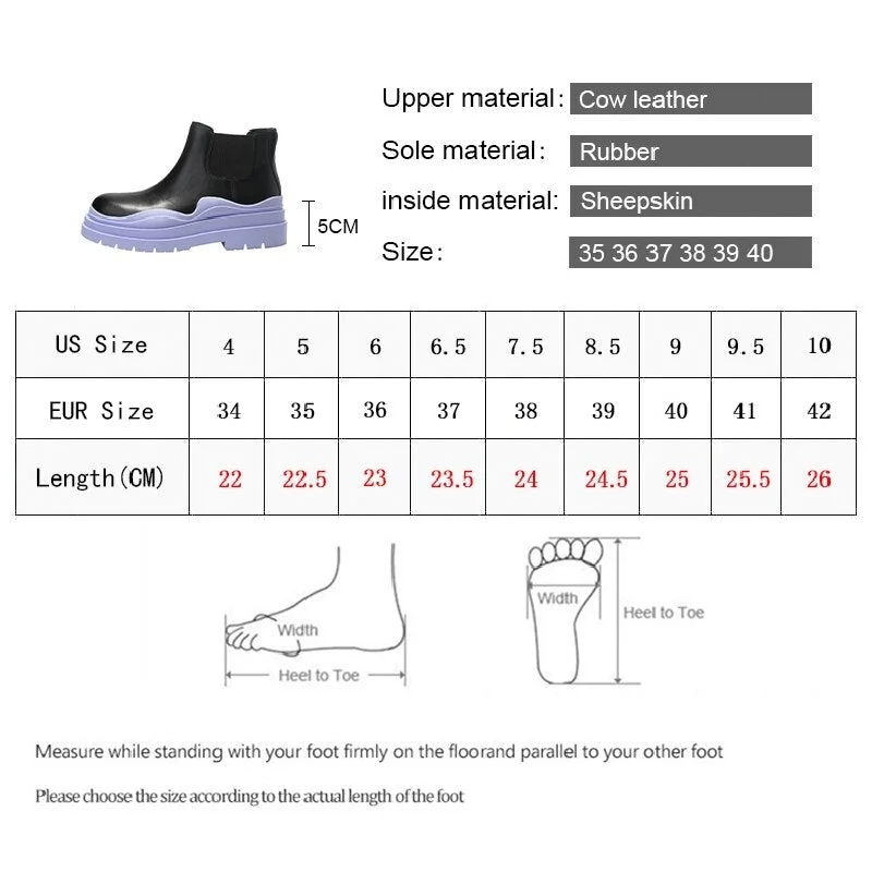 Smile Circle Ankle Boots Women Flats Platform shoes Genuine Leather Fashion Thick bottom Ladies Short Boots 2021