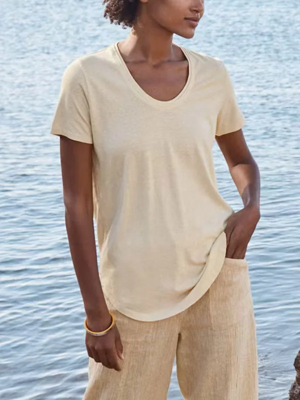 organic cotton breathable curved hem women's short sleeve