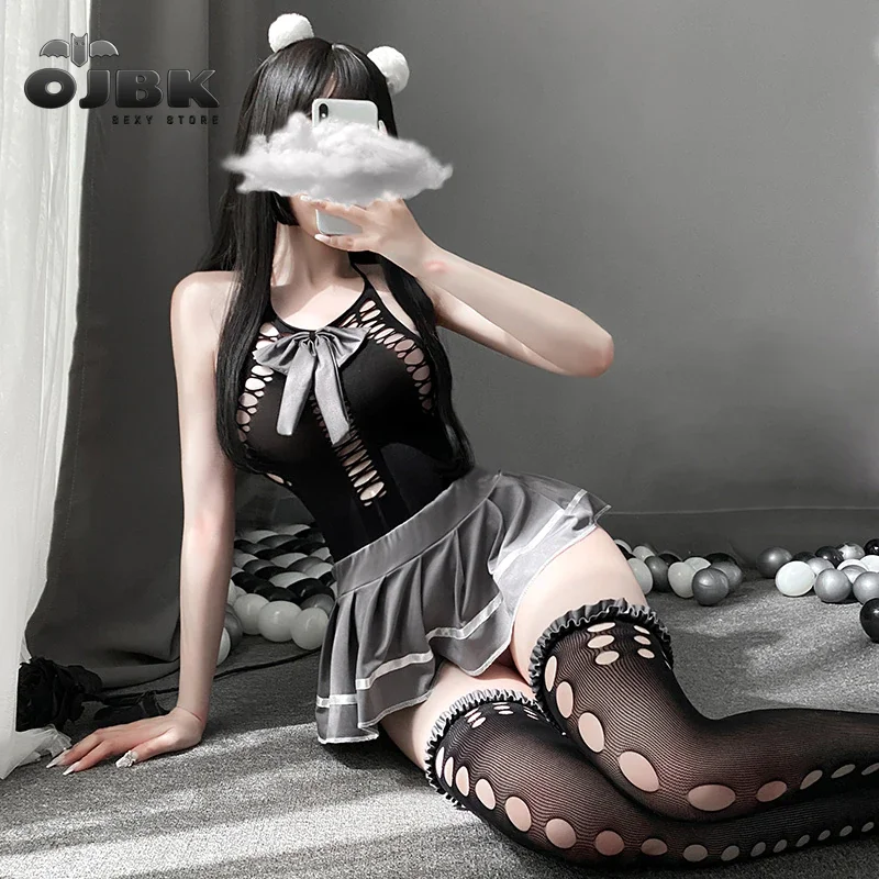 Billionm Exotic Costumes Sexy Schoolgirl Cosplay Outfit Kawaii Erotic Lingerie Anime Mini Skirt With Hollow Out Stockngs Underwear