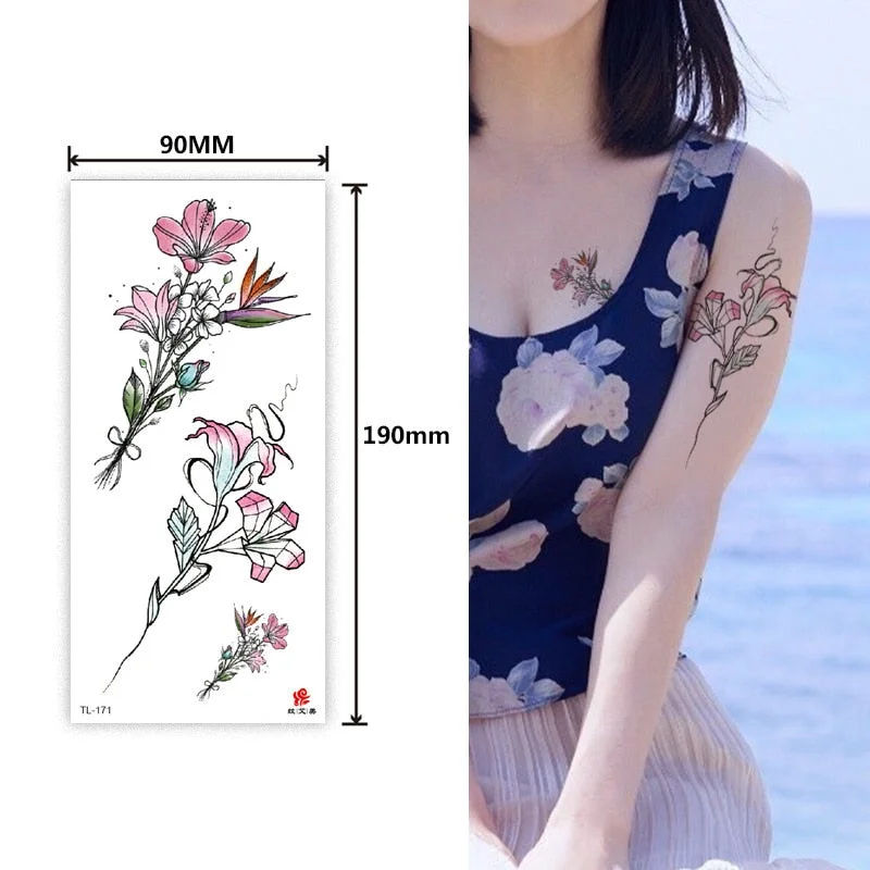Flower animal totem romantic beautiful bird fragrance waterproof lasting men and women personality temporary tattoo stickers