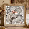 Ange avec lion blanc kit de peinture en forme de pierre-pare-pierre, bricolage partiel pour adultes d&eacute;butants, peintures de diamants, art de pierres pr&eacute;cieuses 30x30cm