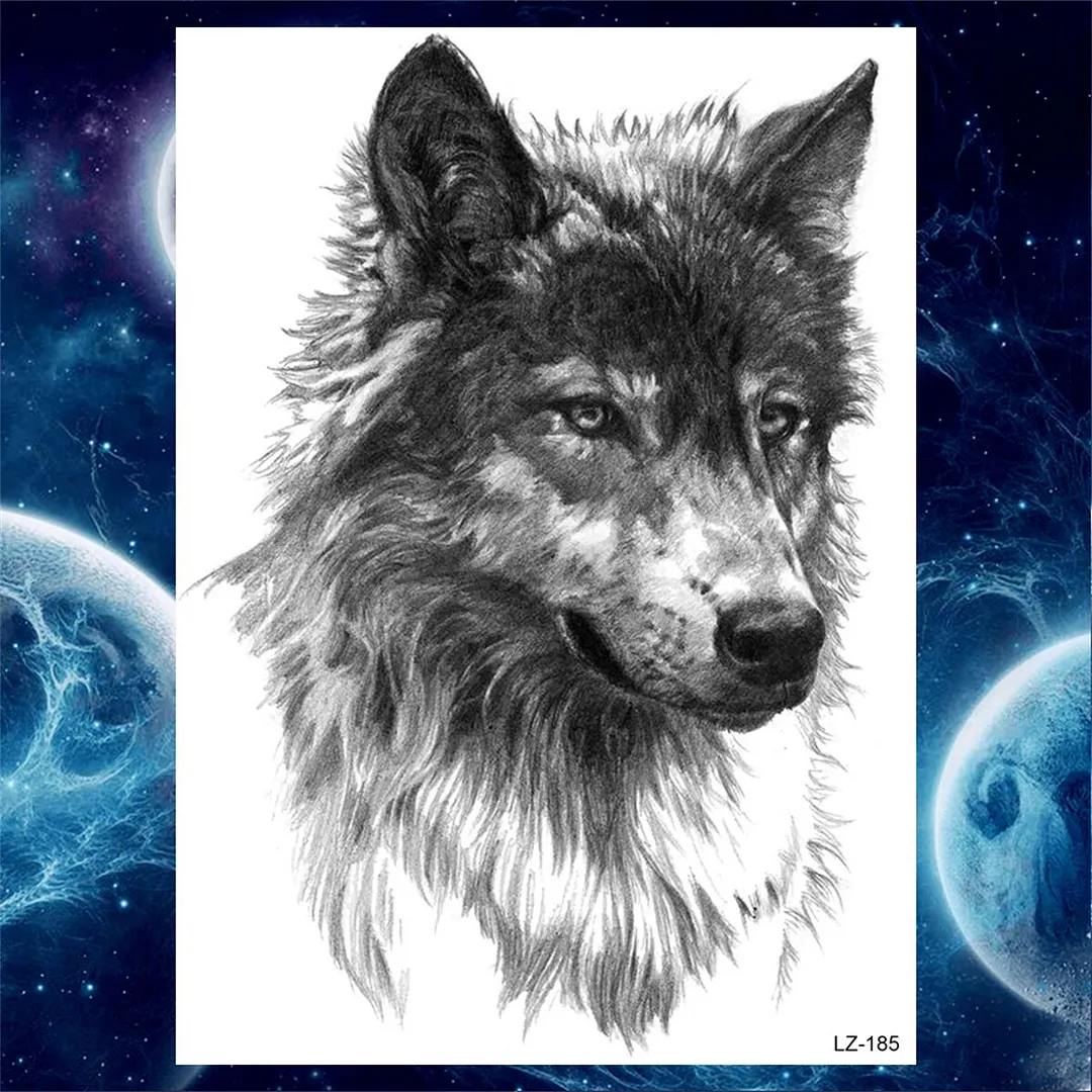 Sdrawing Anchor Skull Temporary Tattoos For Women Men Adult Pirate Black Skeleton Tattoo Sticker Fake Wolf Lion Tiger Tatoos Back