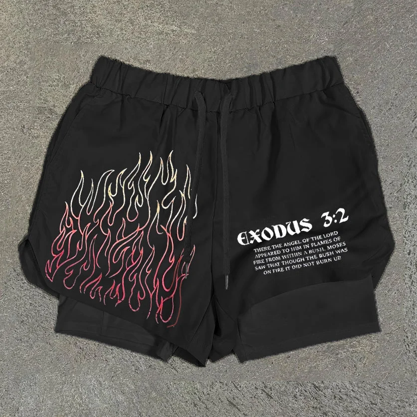 Burning Bush Print Double Layer Quick Dry Shorts