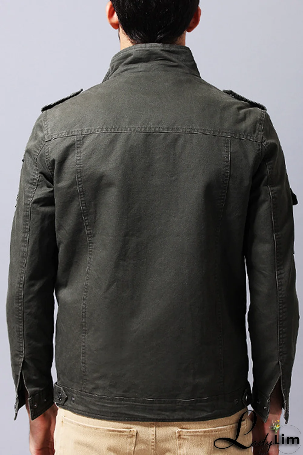 Black Fashion Casual Solid Pocket Zipper Mandarin Collar Outerwear