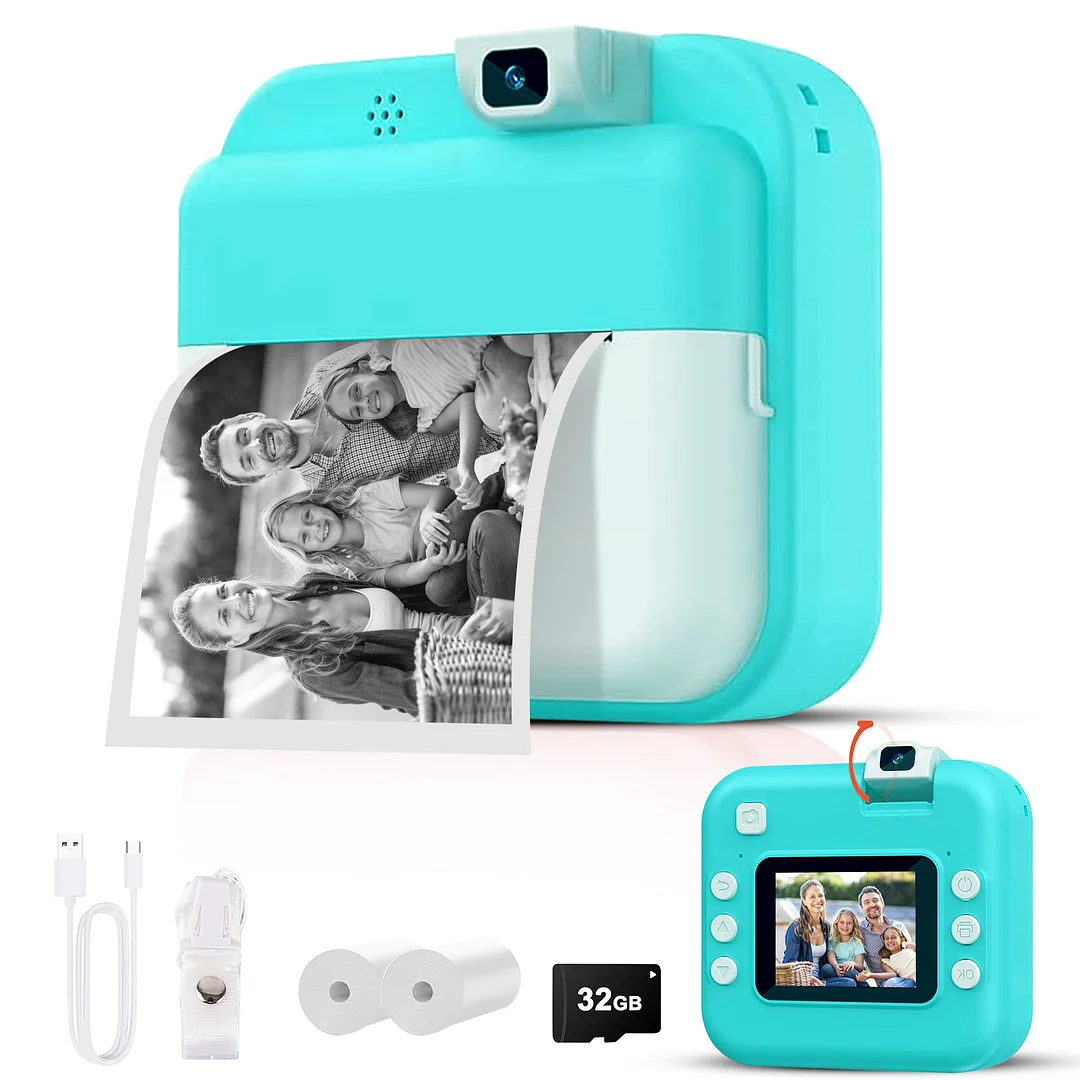 BEBANG Kids Camera Instant, Front Rear Dual Selfie Kids Digital Camera with 1080P Videos, Holiday Birthday Gifts for Kids