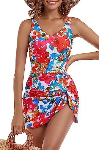 One Piece Tummy Control Swimdress for Women 
