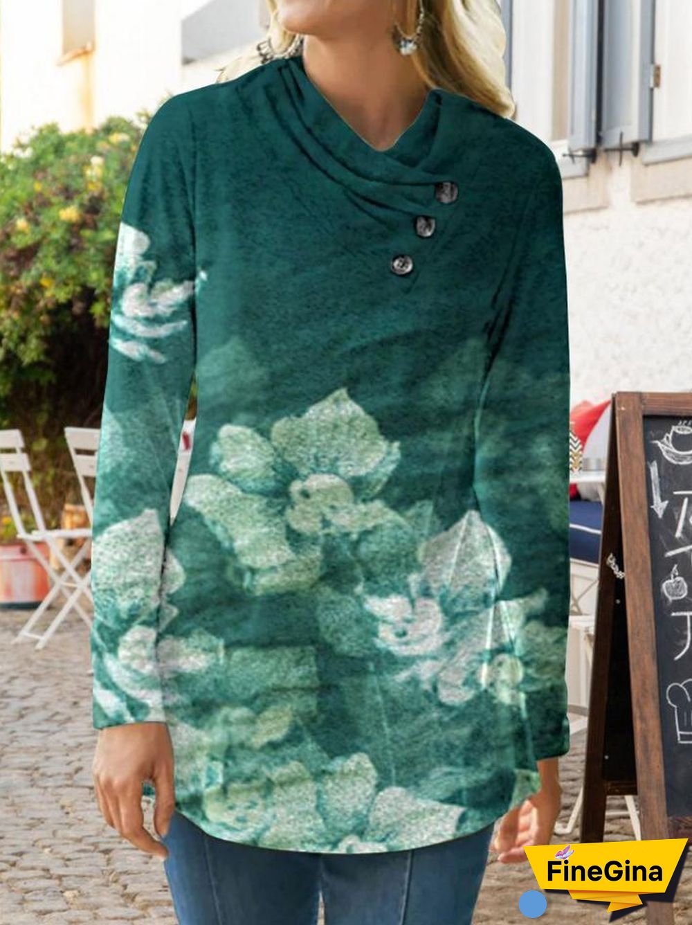 Heaps Collar Flower Pattern Top