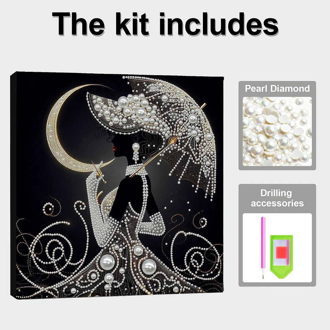 Elegant Lady - DIY Pearl Diamond Art Kit With Frame 30*30cm