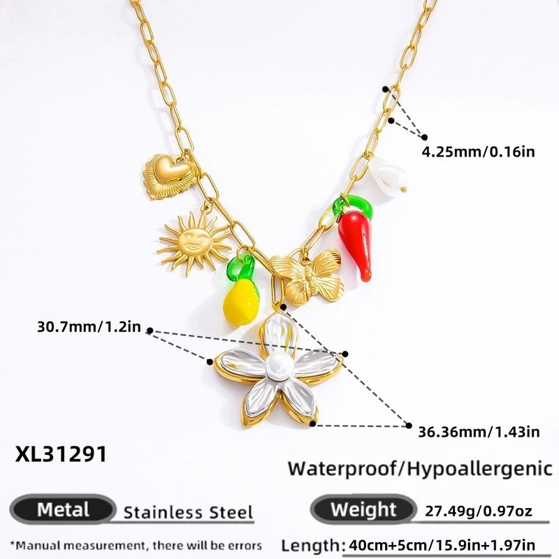Elegant Classic Style Streetwear Heart Shape 304 Stainless Steel Plating Multi Charms Necklace