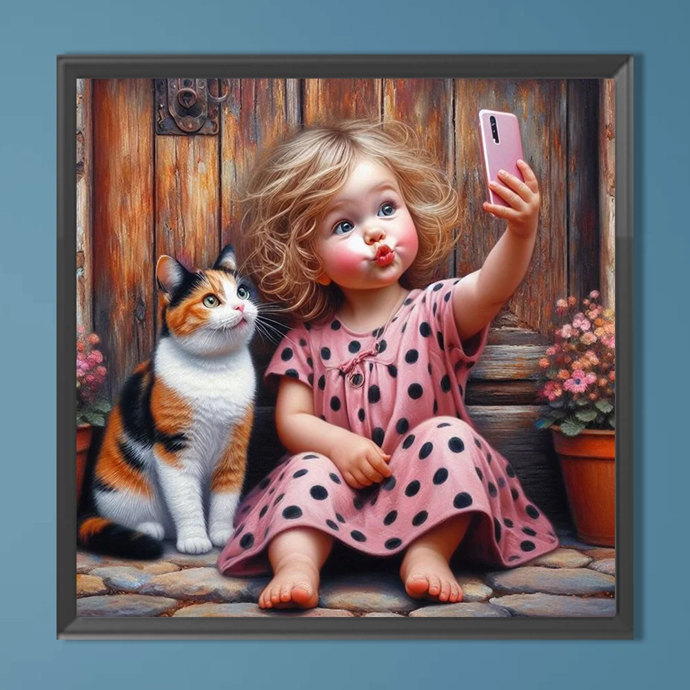 Diamond Painting - Full Round Drill - Cat Girl(Canvas|40*40cm)