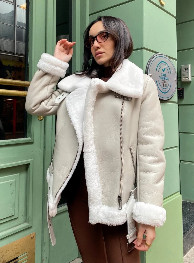 Natural Lambskin Jacket/ women's lambskin leather coat, aviator jacket, lambskin coat, Jacket coat women 120