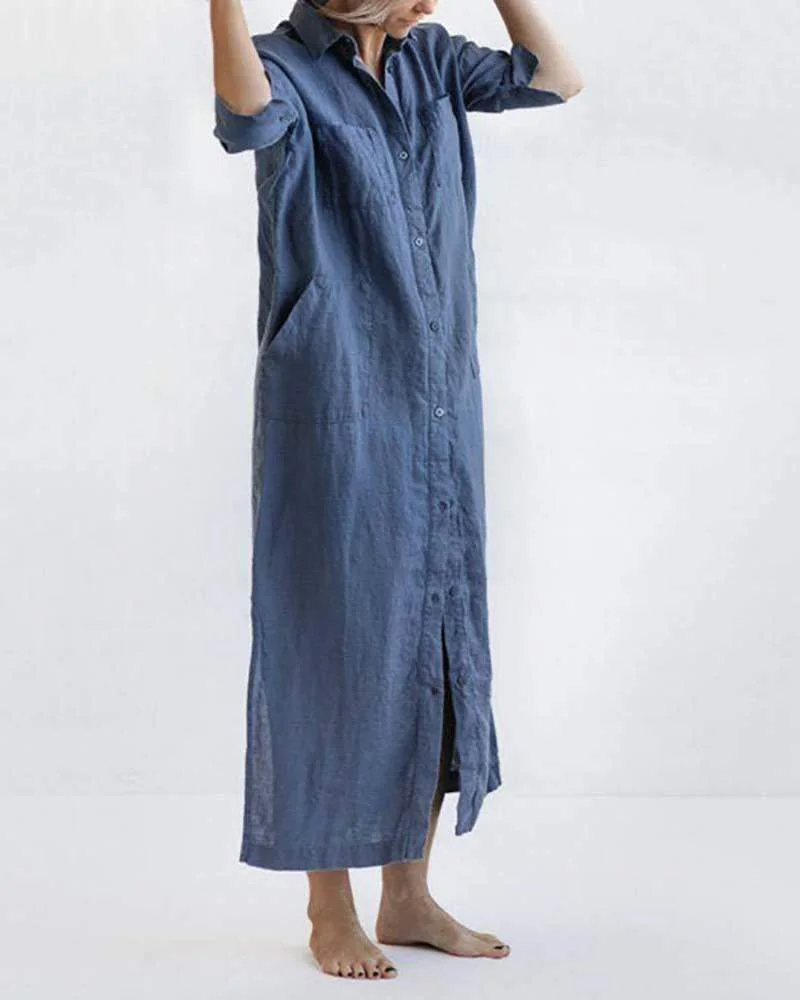 Solid Color Simple Shirt Dress