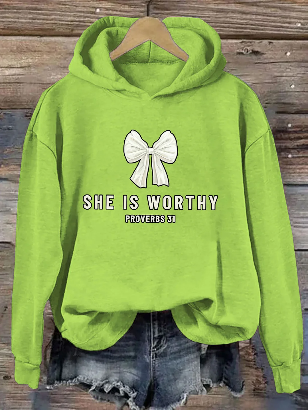 She Is Worthy Bow Hoodie
