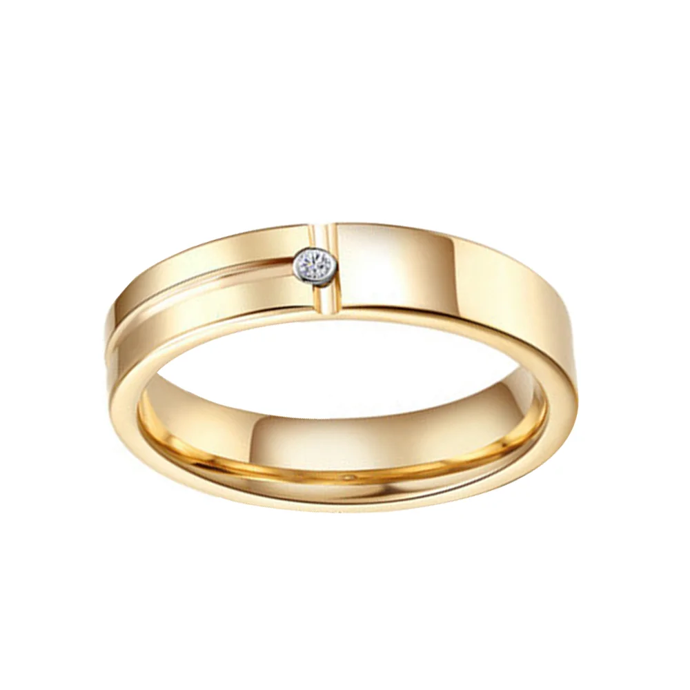 Couples Gold Tungsten Carbide Wedding Rings Inlay CZ Diamond